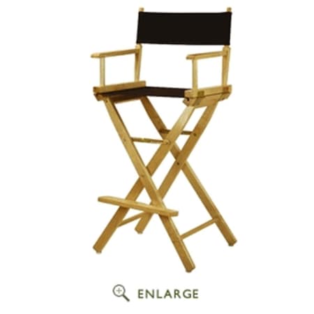 Casual Home 230-00-021-15 30 in. Directors Chair Natural Frame with Black Canvas 230-00/021-15